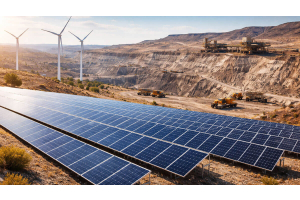 Operación minera en Chile que integra energía solar y eólica como parte de su estrategia de sostenibilidad