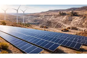 Operación minera en Chile que integra energía solar y eólica como parte de su estrategia de sostenibilidad