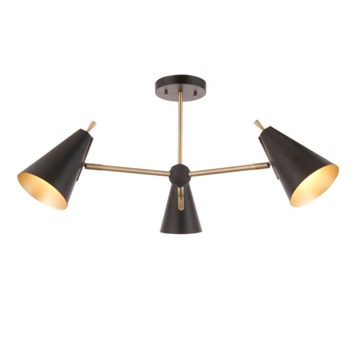 Lampara de Techo Decorativa Negro Matte Ancestral & Arena Negra 3xE-14 220VAC main product photo