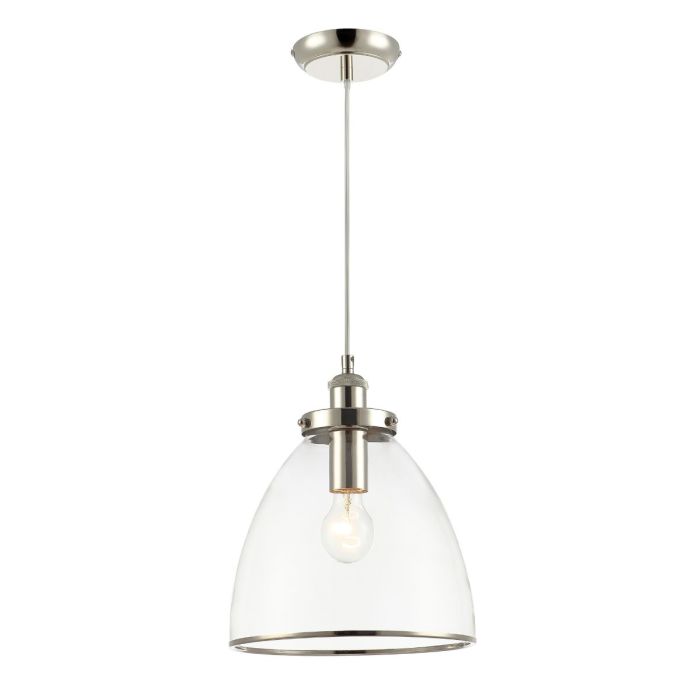Lampara Colgante Decorativa Niquel Plateado & Pantalla Vidrio Transparente E-27 220VAC main product photo