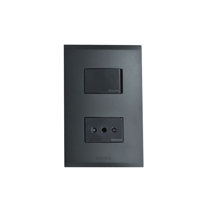 Interruptor. 9/12+Enchufe 10A Línea Nobile, Color Negro Ref. BTicino  AF2203EANG