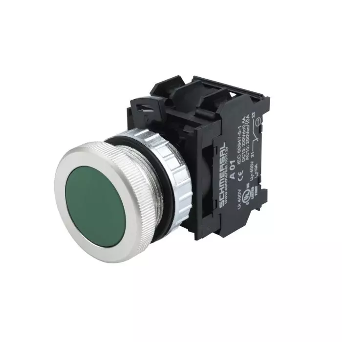 Pulsador Metal Rasante Verde 30mm 1Na+1Nc main product photo