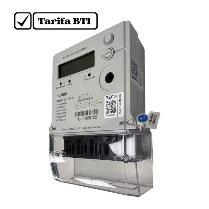 Medidor Bidireccional Trifásico 100A 50Hz IP54 Certificado TARIFA BT1 HEXING