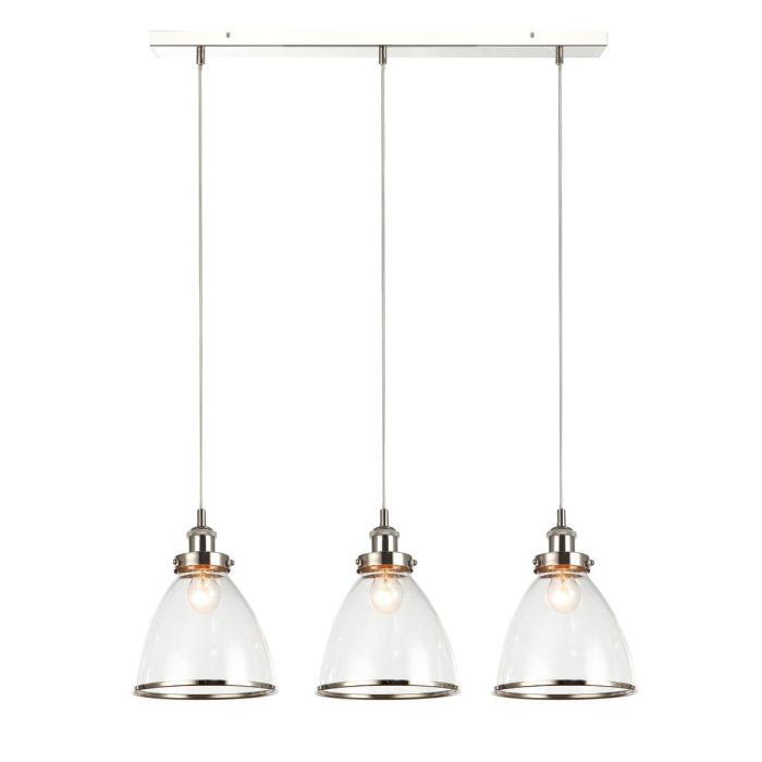 Lampara Colgante Decorativa Niquel Plateado & Pantalla Vidrio Transparente 3xE-27 220VAC main product photo