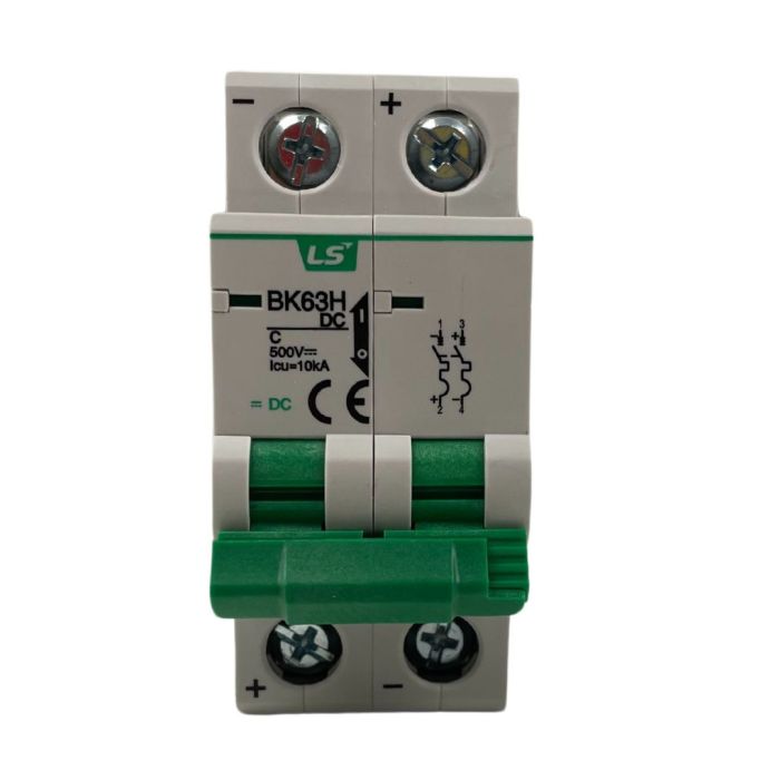 Interruptor Automático 2x20A Corriente Continua Curva C 10kA 500VDC BK63H DC LS ELECTRIC