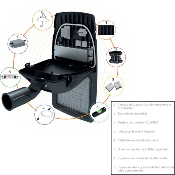 Luminaria Alumbrado Público LED 150W 220VAC 5700K IP66 VTEC