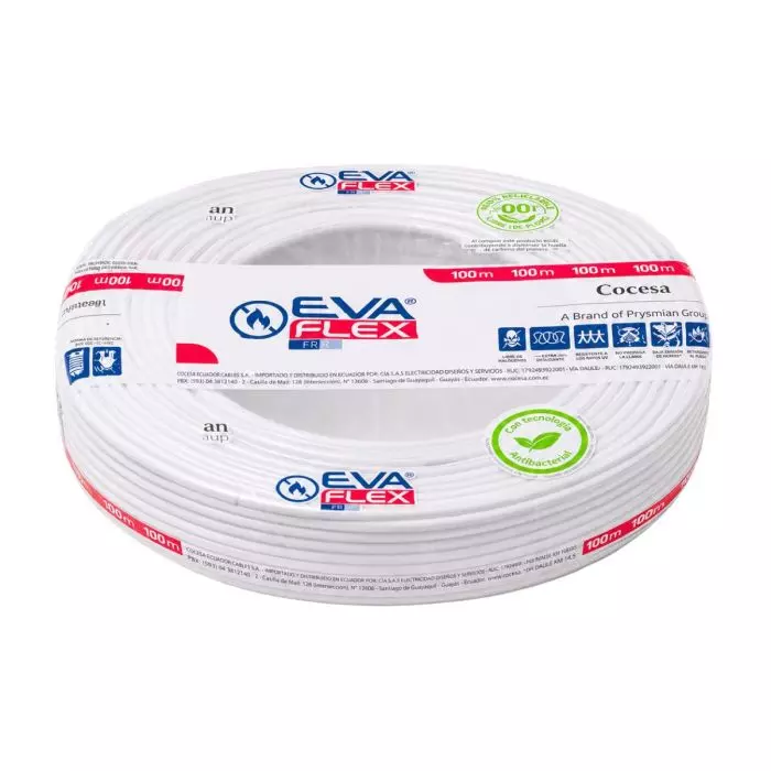 Cable EVA 1.5mm2 Libre de Halógeno H07Z1-K Blanco x Rollo 100MTS main product photo