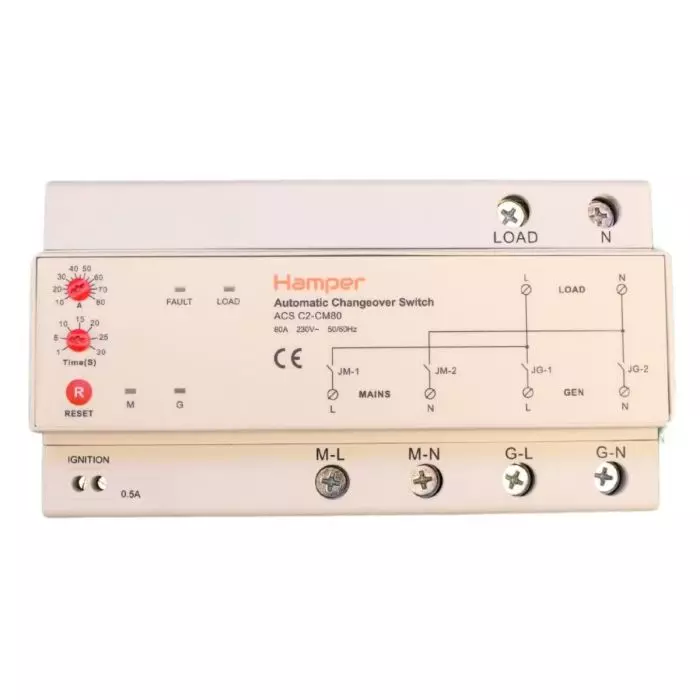 Transferencia Automática Monofásica 230VAC 10A-80A Ajustable a Riel DIN main product photo