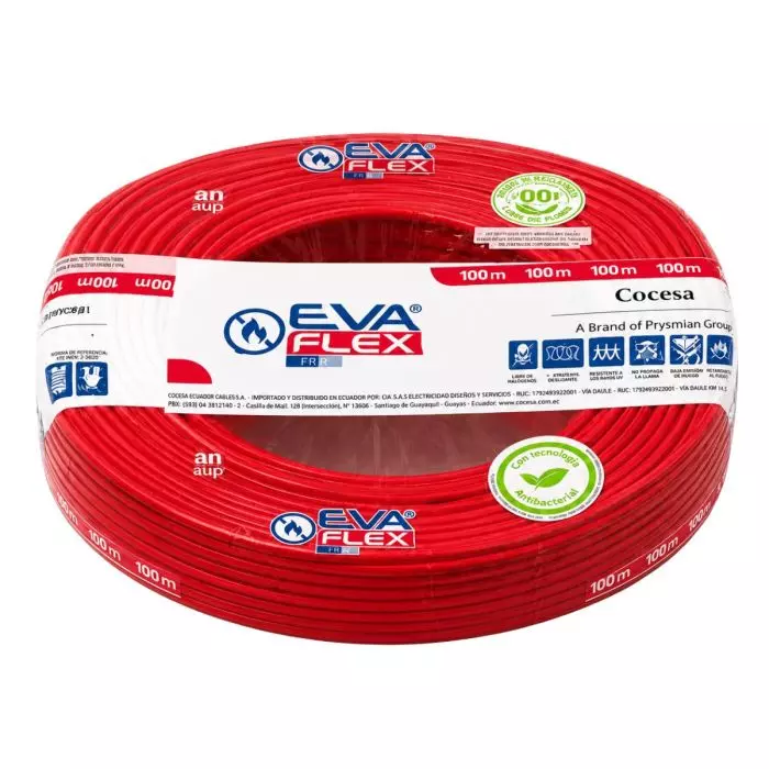 Cable EVA 2.5mm2 Libre de Halógeno H07Z1-K Rojo x Rollo 100MTS main product photo