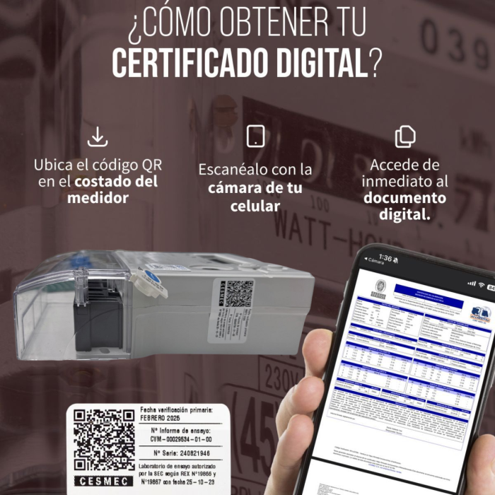 Medidor Bidireccional Trifásico 100A 50Hz IP54 Certificado TARIFA BT1 HEXING