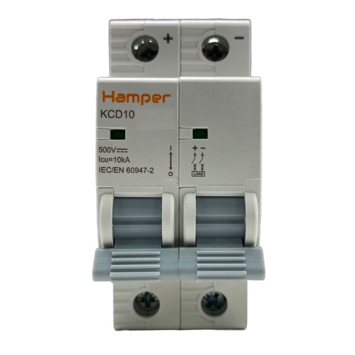 Interruptor Automático 2x10A Corriente Continua Curva C 10kA 500VDC KCD10 HAMPER