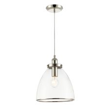 Lampara Colgante Decorativa Niquel Plateado & Pantalla Vidrio Transparente E-27 220VAC VTEC