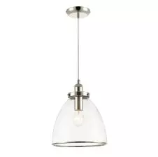 Lampara Colgante Decorativa Niquel Plateado & Pantalla Vidrio Transparente E-27 220VAC VTEC