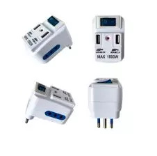 Adaptador 2p+T 2 Enchufe + 2usb 10a 250v Con Interruptor HAMPER