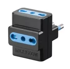 Enchufe Macho Triple 10A 250v 2p+T Negro HAMPER