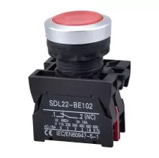 Pulsador Luminoso Rasante Rojo 22mm 1nc