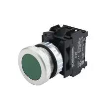 Pulsador Metal Rasante Verde 30mm 1Na+1Nc