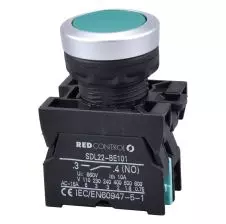 Pulsador Rasante Verde 22mm 1na+1nc