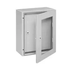 Tablero Metálico con Visor de Vidrio 400x300x200mm + Contrapuerta IP65 IK10 RAL7035 TIBOX