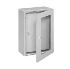 Tablero Metálico con Visor de Vidrio 500x400x200mm + Contrapuerta IP65 IK10 RAL7035 TIBOX