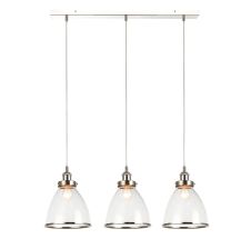Lampara Colgante Decorativa Niquel Plateado & Pantalla Vidrio Transparente 3xE-27 220VAC VTEC