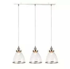 Lampara Colgante Decorativa Niquel Plateado & Pantalla Vidrio Transparente 3xE-27 220VAC VTEC