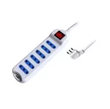 Alargador C/Int. 6pos. 10a 250v 2p+T 2500w Blanco 5mt HAMPER