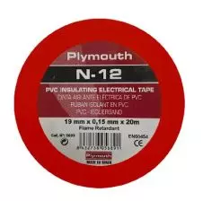 Cinta Aislante Pvc Corriente 19mmx20m Roj R/Llama N-12 600v 85°c Ul PLYMOUTH