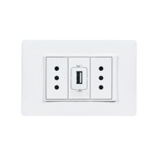 Enchufe Doble 10A + Cargador USB LUZICA Blanco PU1314