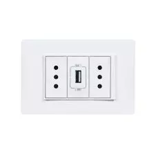 Enchufe Doble 10A + Cargador USB LUZICA Blanco PU1314 BTICINO