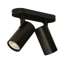Foco Sobrepuesto Doble Base Rectangular 2xGU10 Negro