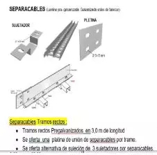 Separador E.P.C/B.P.C 100x1x3mts con Pletina +3 Sujeta Pregalvanizado MECANO