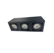 Foco Sobrepuesto Triple Dirigible Cuadrado GU-10 Negro IP20 OX.13C VTEC