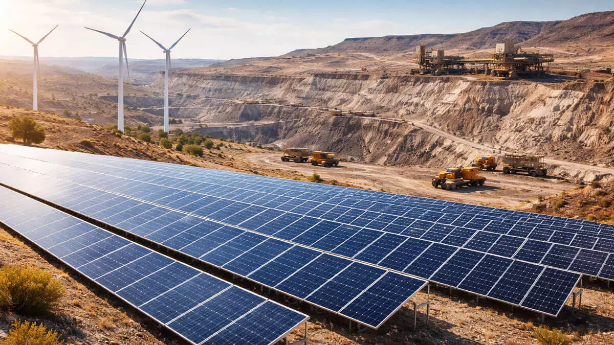 Operación minera en Chile que integra energía solar y eólica como parte de su estrategia de sostenibilidad